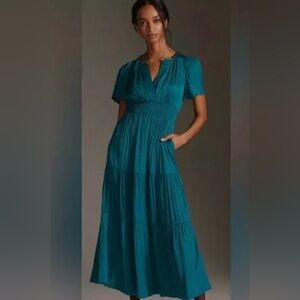 Anthropologie Teal Maxi Dress